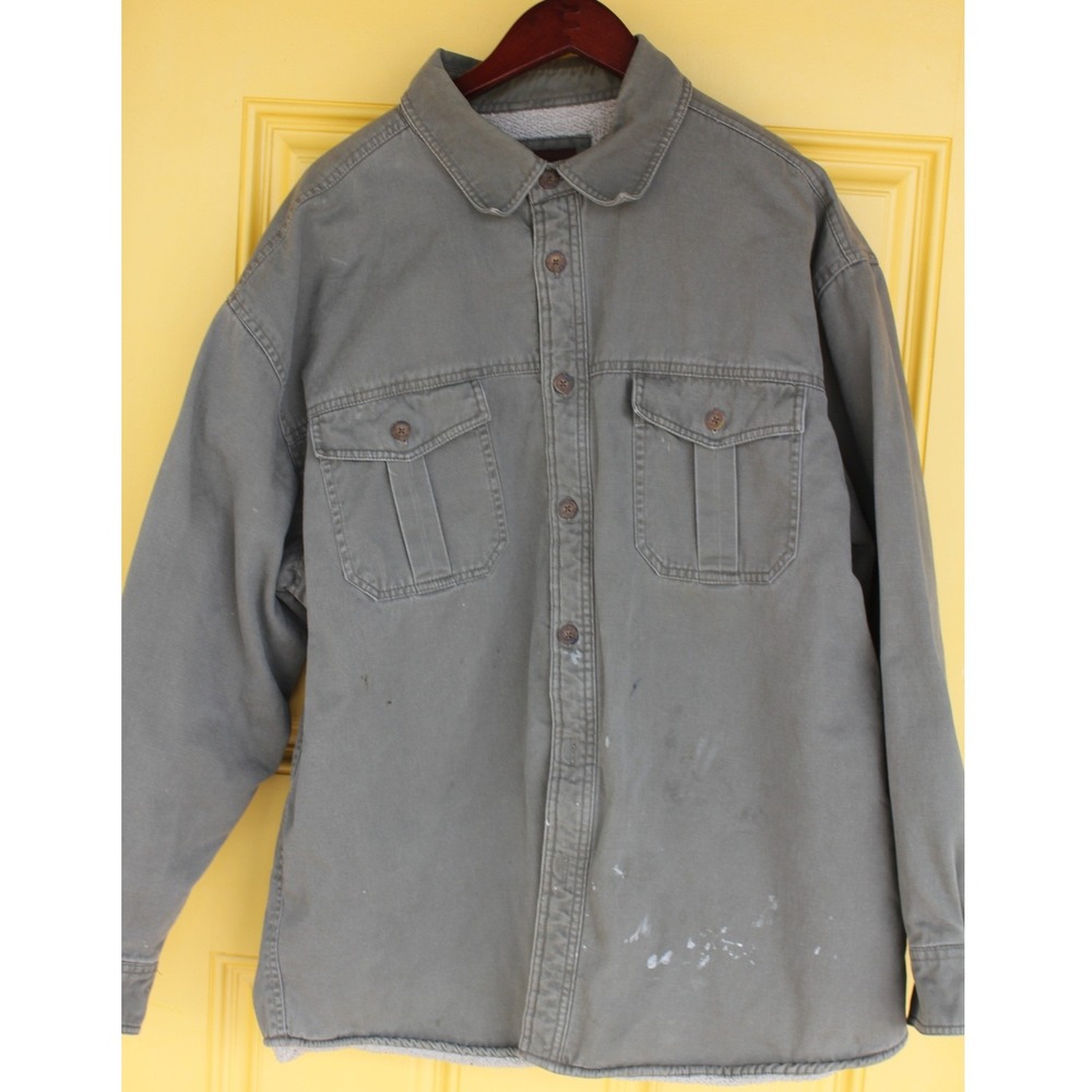 Levi's Sherpa Lined Work Shirt Jacket SZ XL Gray Workwear‎ Utility Chore Coat - Picture 2 of 10